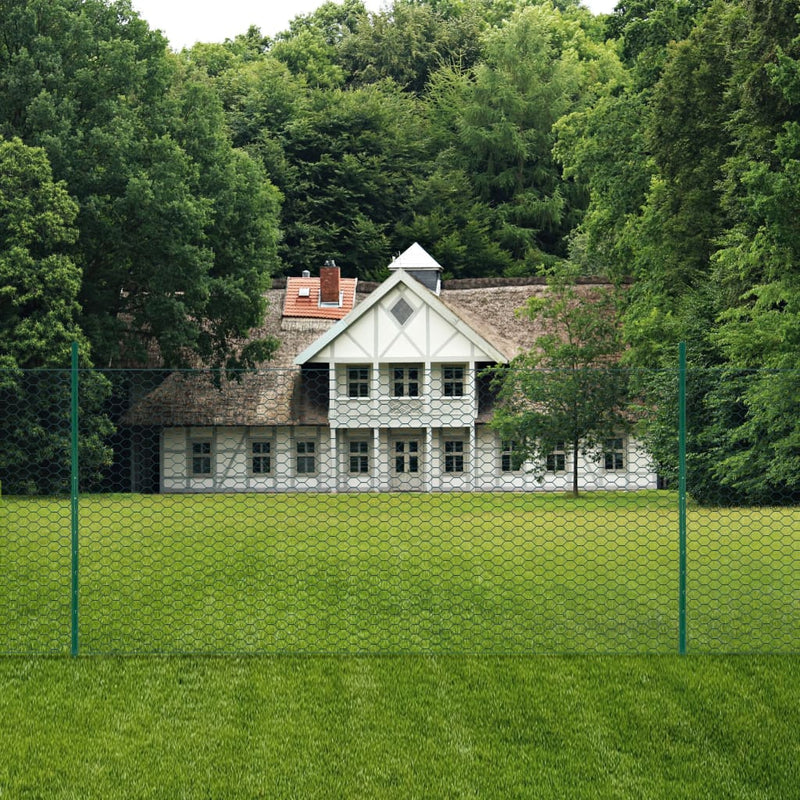 Load image into Gallery viewer, Vidaxl draadgaashek met palen 25x1,5 m staal groen
