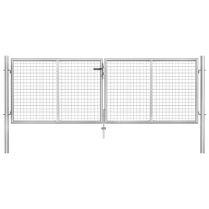 VidaXL Poort 306x125 cm gegalvaniseerd staal zilverkleurig