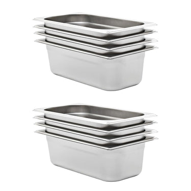 Vidaxl gastronormbakken 8 st gn 1 3 100 mm roestvrij staal