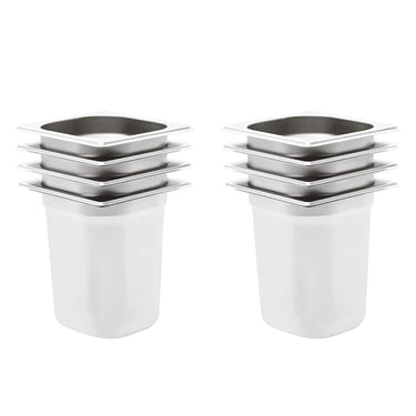 Vidaxl gastronormbakken 8 st gn 1 6 200 mm roestvrij staal