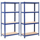 VidaXL Opbergrekken 2 st 80x40x160 cm staal en MDF blauw