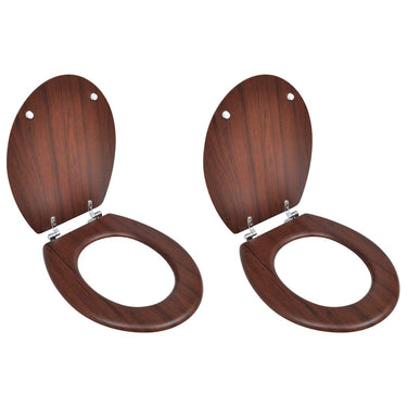 Vidaxl toiletbrillen met deksels 2 st mdf bruin