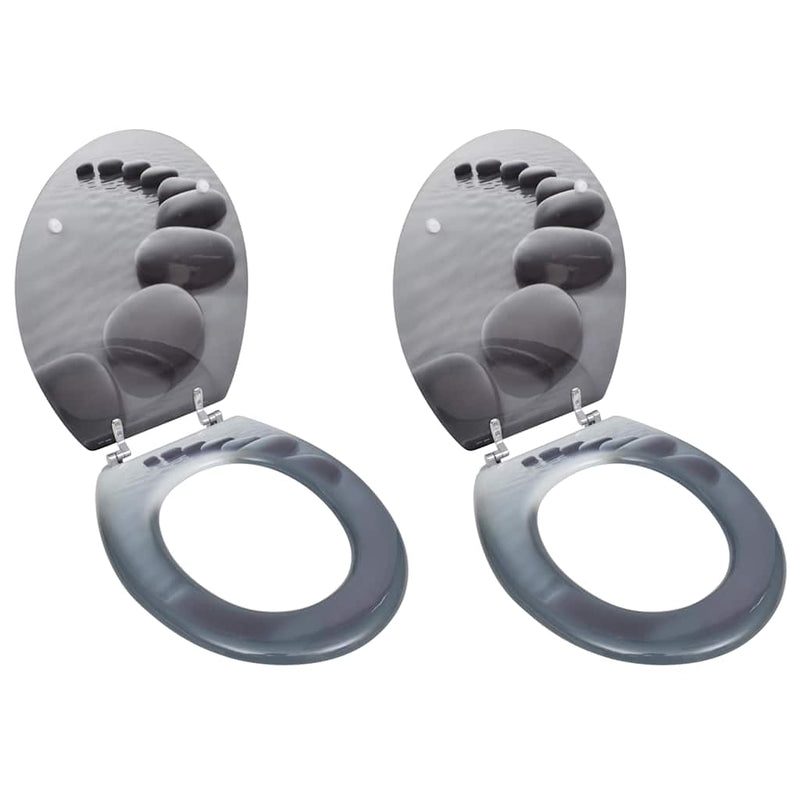 Load image into Gallery viewer, Vidaxl toiletbrillen met deksels 2 st stenen mdf
