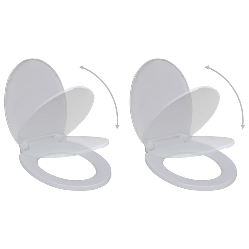 Cargue la imagen en el visor de la galería, Vidaxl toiletbrillen met soft-close deksels 2 st kunststof wit

