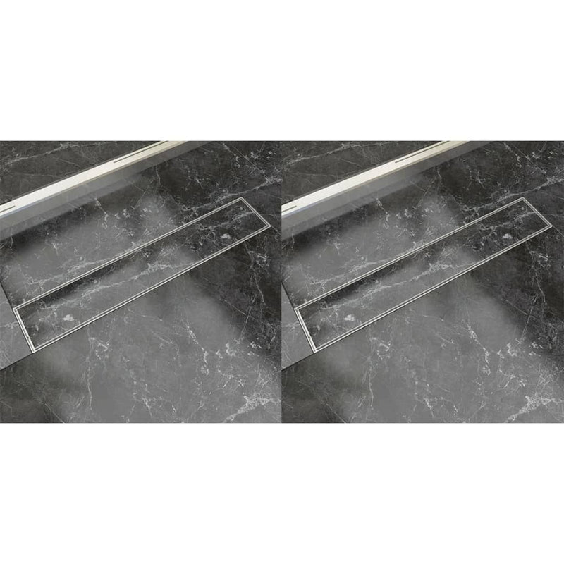 Load image into Gallery viewer, VidaXL Doucheafvoer 2 st rechthoekig 630x140 mm roestvrij staal
