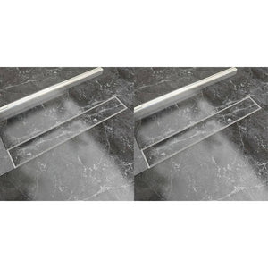 VidaXL Doucheafvoer 2 st rechthoekig 730x140 mm roestvrij staal