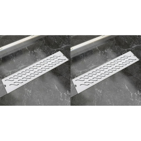 VidaXL Doucheafvoer 2 st rechthoekig golvend 530x140 mm roestvrij staal