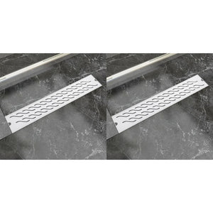 VidaXL Doucheafvoer 2 st rechthoekig golvend 630x140 mm roestvrij staal