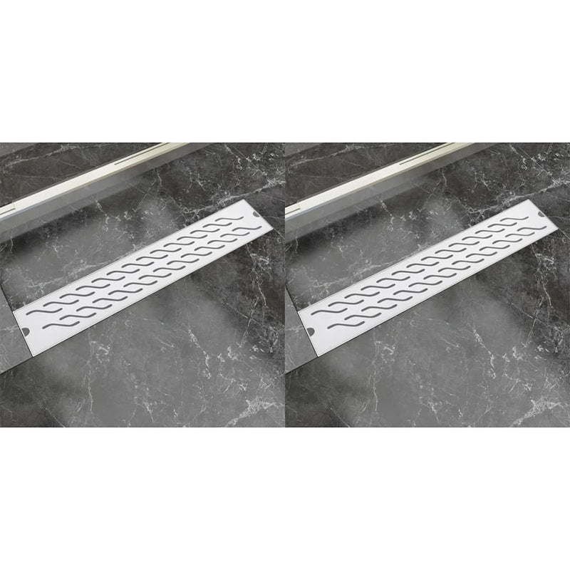 Load image into Gallery viewer, VidaXL Doucheafvoer 2 st rechthoekig golvend 630x140 mm roestvrij staal
