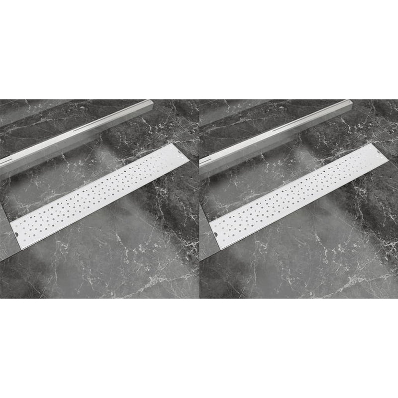 Load image into Gallery viewer, VidaXL Doucheafvoer 2 st rechthoekig bubbel 730x140 mm roestvrij staal
