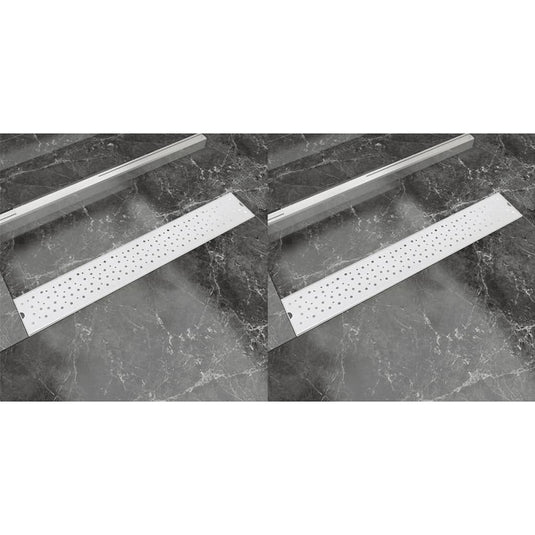 VidaXL Doucheafvoer 2 st rechthoekig bubbel 730x140 mm roestvrij staal
