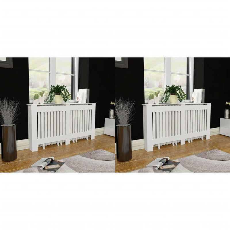 Load image into Gallery viewer, Vidaxl radiatorombouw 2 st 152 cm mdf wit
