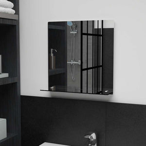 Vidaxl wandspiegel met schap 40x40 cm gehard glas