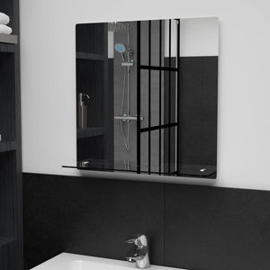 Vidaxl wandspiegel met schap 50x50 cm gehard glas