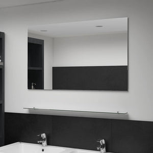 Vidaxl wandspiegel met schap 100x60 cm gehard glas