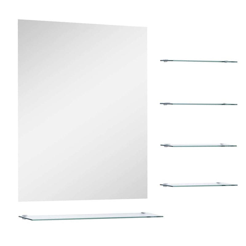 Afbeelding laden in galerijviewer, Vidaxl wandspiegel met 5 schappen 50x60 cm zilverkleurig

