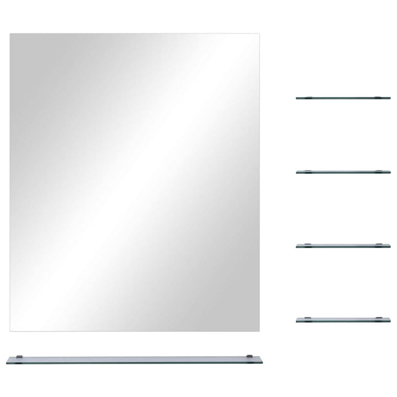 Afbeelding laden in galerijviewer, Vidaxl wandspiegel met 5 schappen 50x60 cm zilverkleurig
