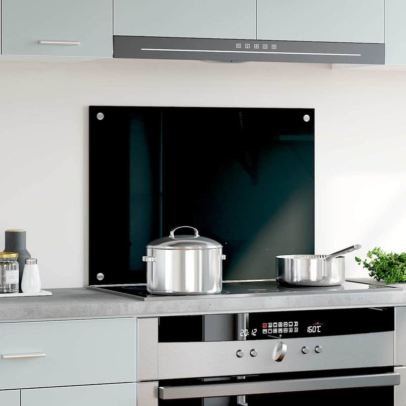 Load image into Gallery viewer, Vidaxl spatscherm keuken 70x50 cm gehard glas zwart
