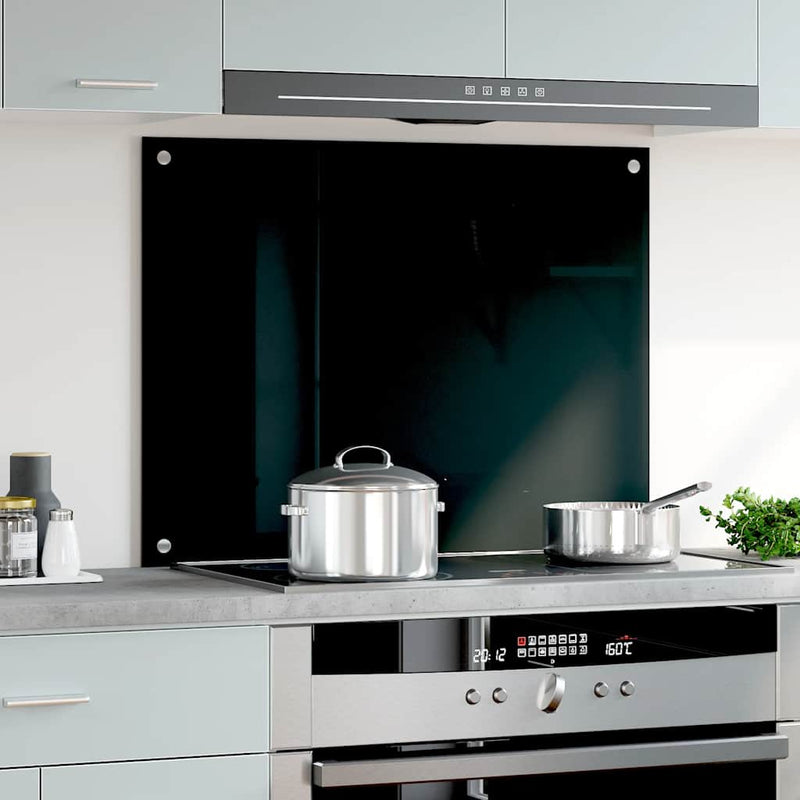 Load image into Gallery viewer, Vidaxl spatscherm keuken 80x60 cm gehard glas zwart
