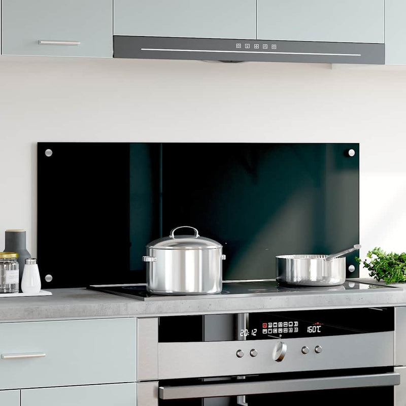Load image into Gallery viewer, Vidaxl spatscherm keuken 100x40 cm gehard glas zwart

