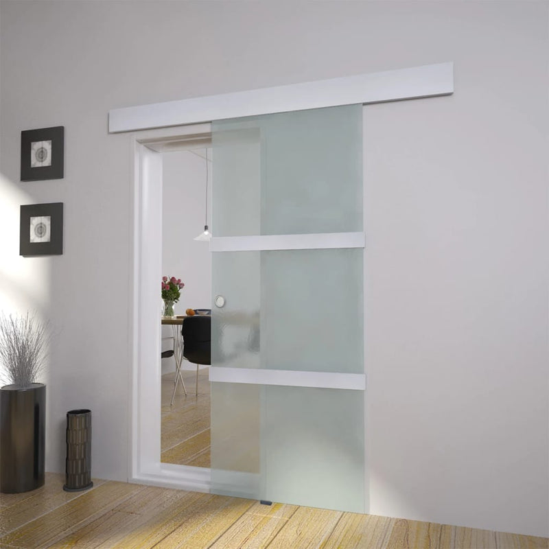 Load image into Gallery viewer, VidaXL Schuifdeur 178 cm glas en aluminium zilverkleurig
