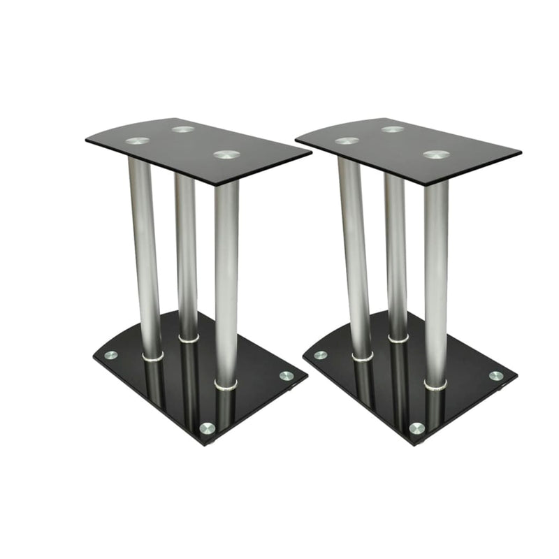 Load image into Gallery viewer, Vidaxl speaker standaard vocal set van 2 zwart glas
