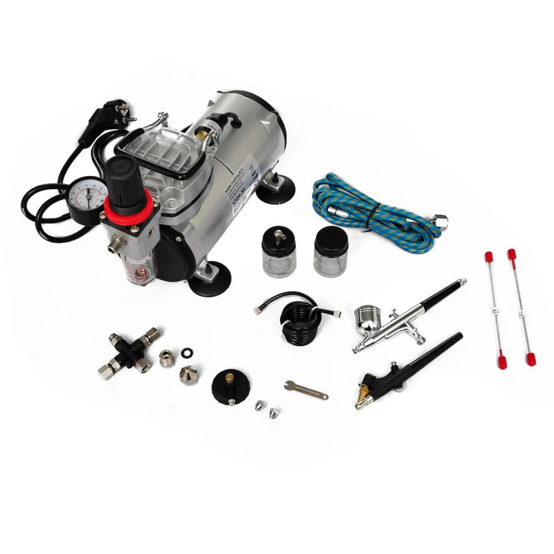 Load image into Gallery viewer, Vidaxl airbrush-compressorset met 2 pistolen
