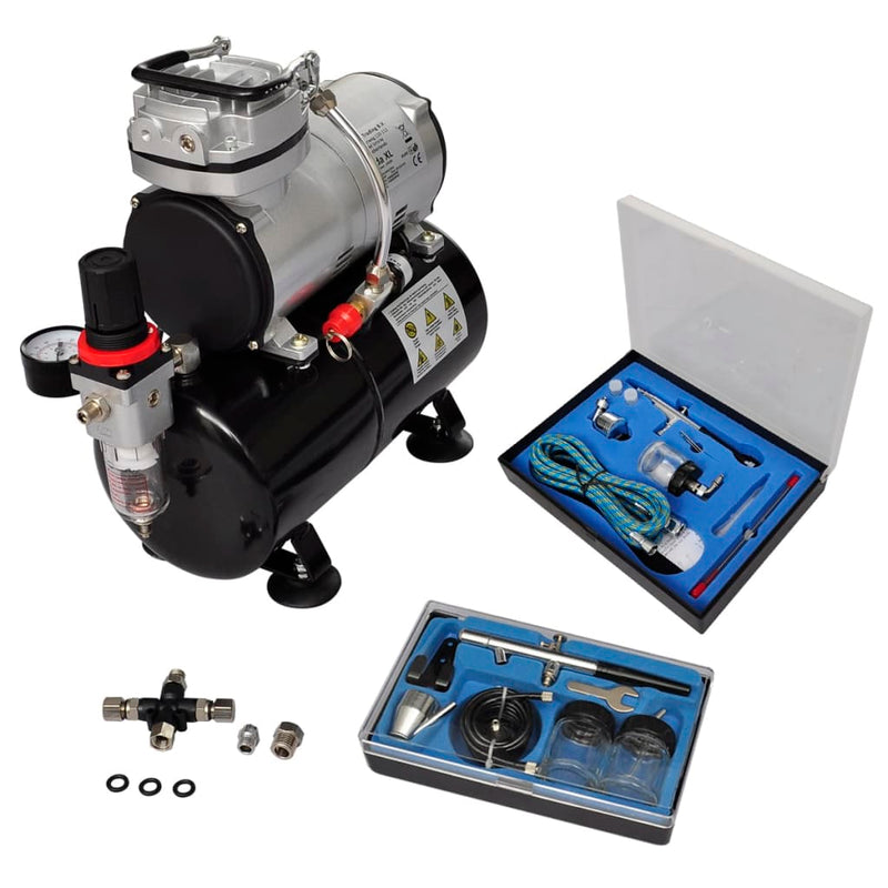 Load image into Gallery viewer, Vidaxl airbrush compressorset met 2 pistolen
