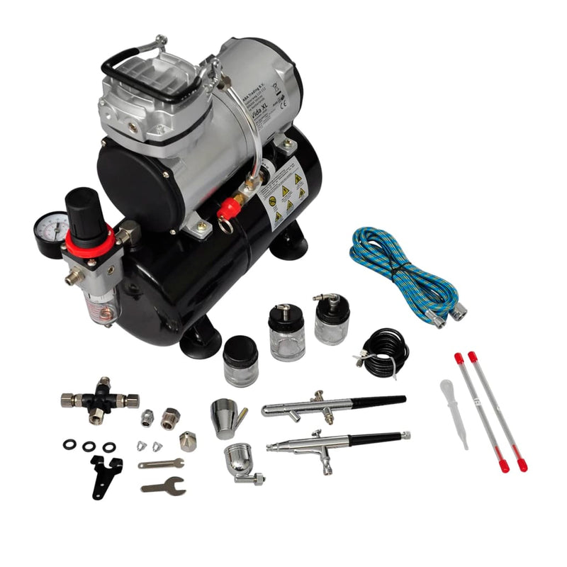 Load image into Gallery viewer, Vidaxl airbrush compressorset met 2 pistolen
