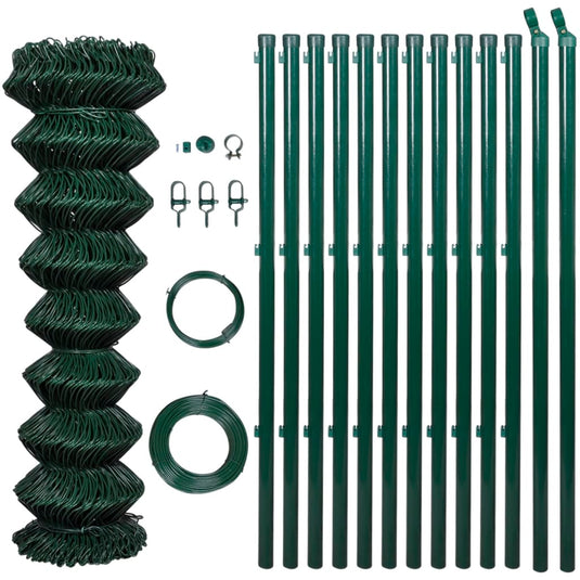 VidaXL Gaashek met palen 0,8x25 m staal groen