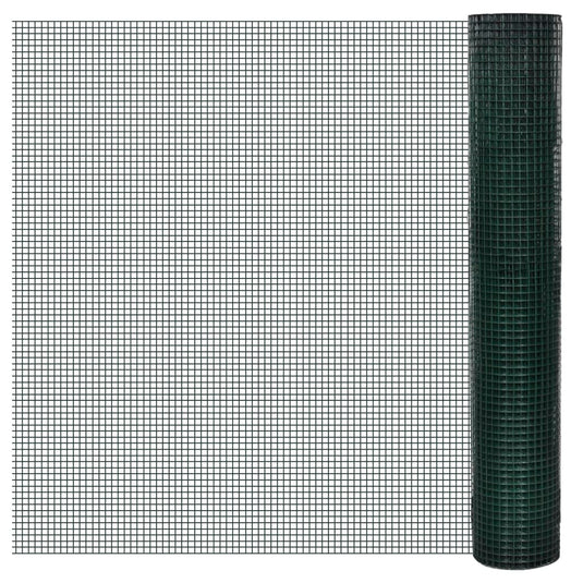 Vidaxl kippengaas 10x1 m gegalvaniseerd staal met pvc-coating groen