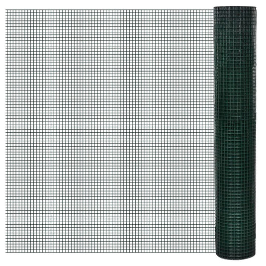 Vidaxl kippengaas 25x1 m gegalvaniseerd staal met pvc-coating groen