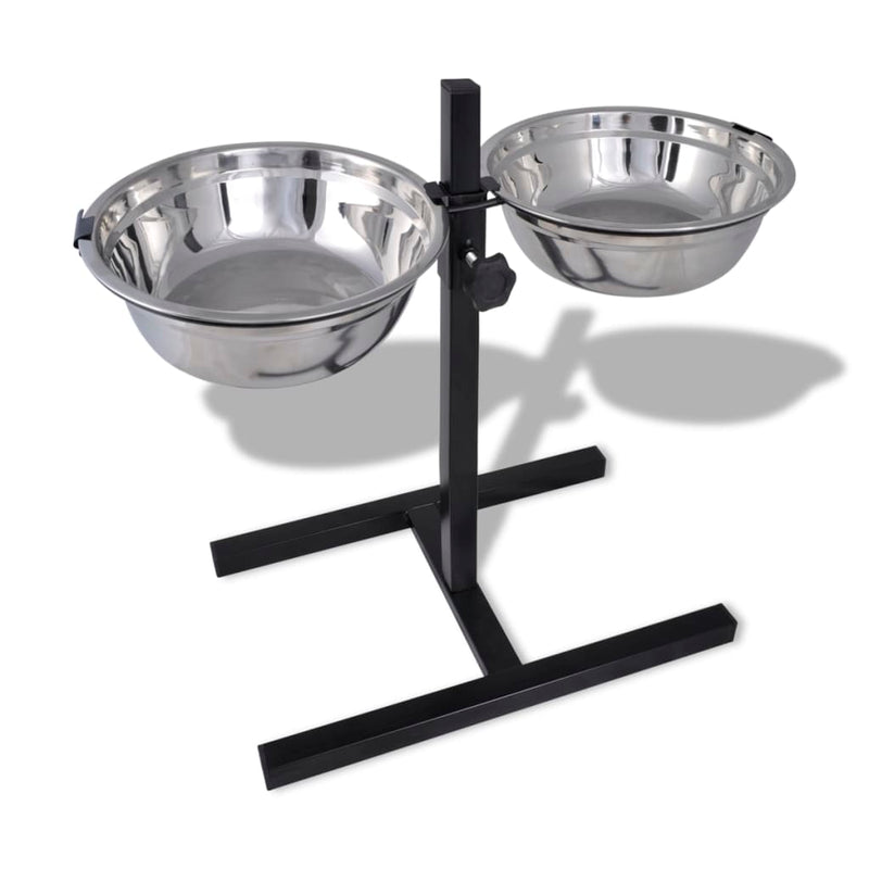 Load image into Gallery viewer, VidaXL Verstelbare dubbele honden katten voederbak (2 x 1,6L RVS bakken)

