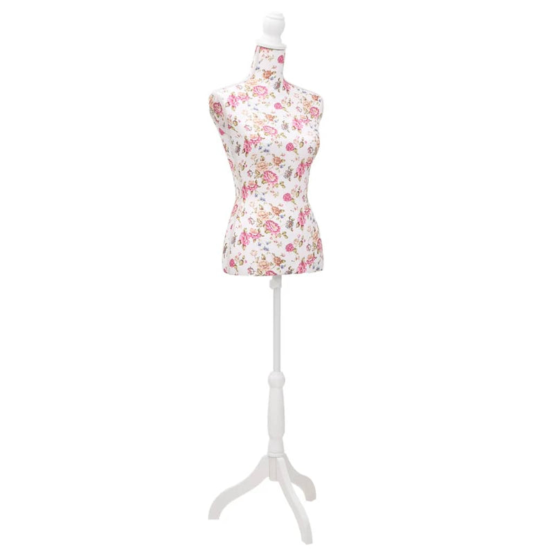 Load image into Gallery viewer, Vidaxl etalagepop torso vrouw katoen wit met rozenprint
