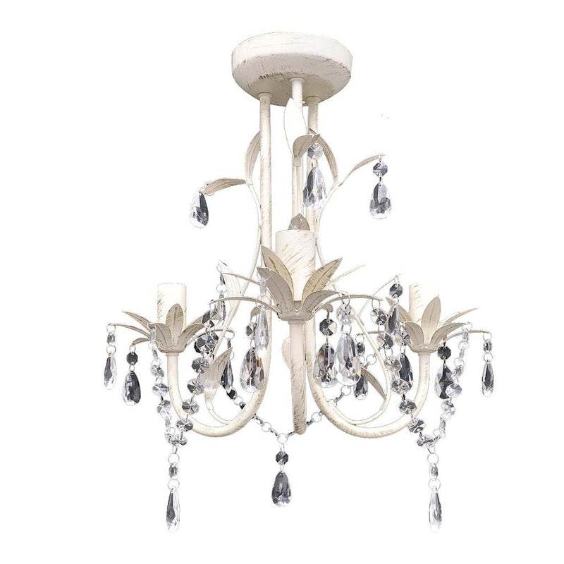 Load image into Gallery viewer, Vidaxl kristallen kroonluchter met wit elegant design (3 lampen)
