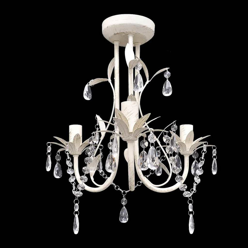 Load image into Gallery viewer, Vidaxl kristallen kroonluchter met wit elegant design (3 lampen)
