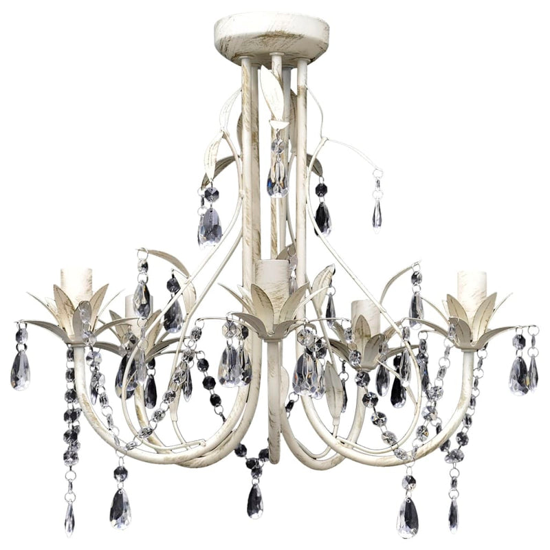 Load image into Gallery viewer, Vidaxl kristallen kroonluchter met wit elegant design (5 lampen)
