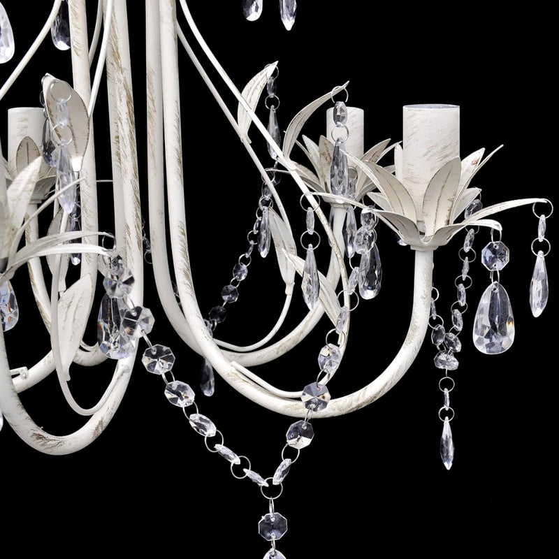 Load image into Gallery viewer, Vidaxl kristallen kroonluchter met wit elegant design (5 lampen)
