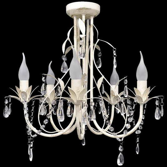 Vidaxl kristallen kroonluchter met wit elegant design (5 lampen)