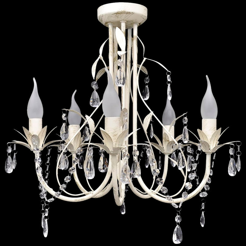 Load image into Gallery viewer, Vidaxl kristallen kroonluchter met wit elegant design (5 lampen)

