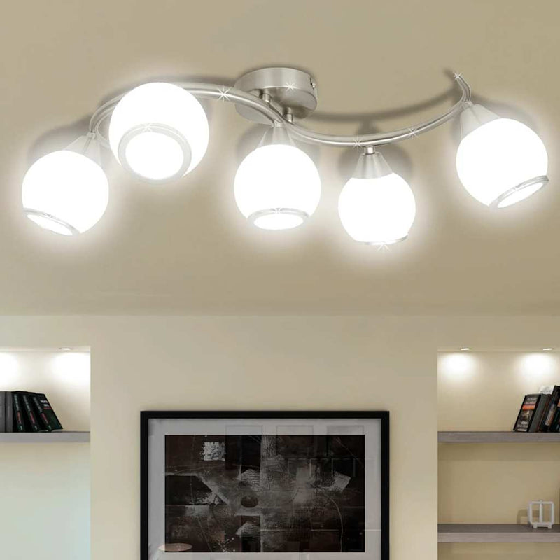 Chargez l'image dans la visionneuse de la galerie, Vidaxl plafondlamp met glazen kappen + golvende rail
