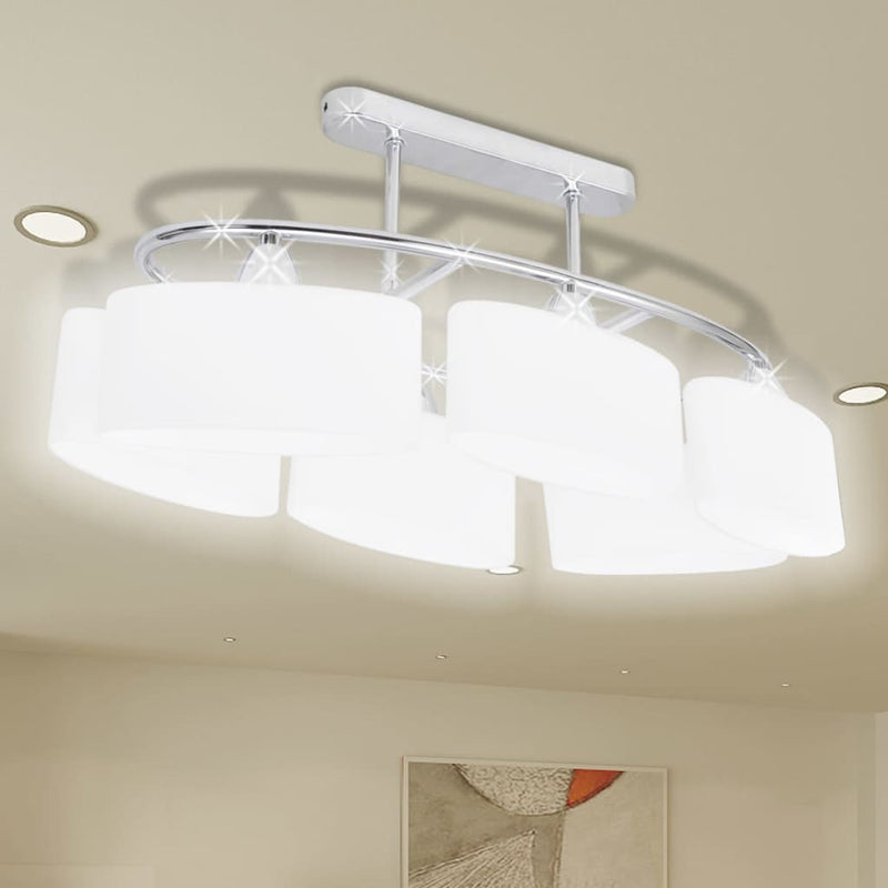 Load image into Gallery viewer, Vidaxl plafondlamp met ellipsvormige glazen kappen 6xe14
