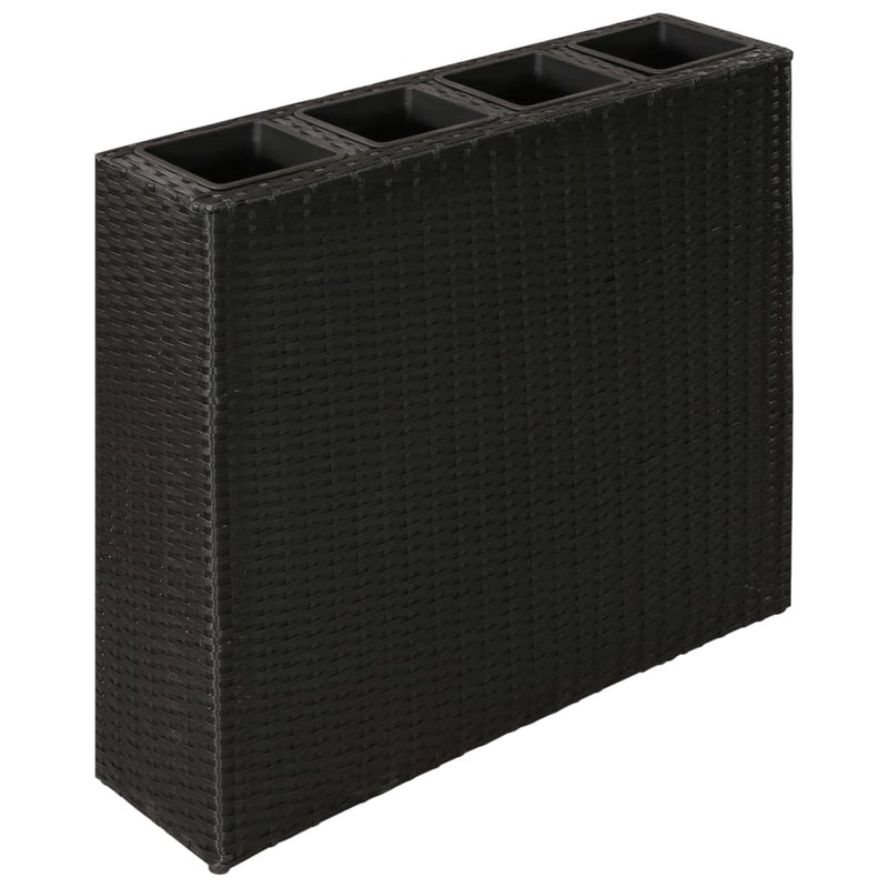 Load image into Gallery viewer, Vidaxl plantenbak verhoogd met 4 potten poly rattan zwart
