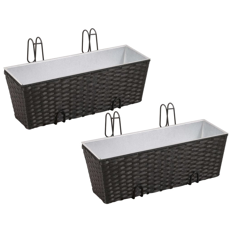 Load image into Gallery viewer, Vidaxl balkonplantenbakken 2 st 50 cm rattan zwart
