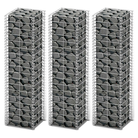 Vidaxl 3-delige schanskorfset 25x25x100 cm gegalvaniseerd draad