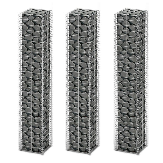 Vidaxl 3-delige schanskorfset 25x25x150 cm gegalvaniseerd draad
