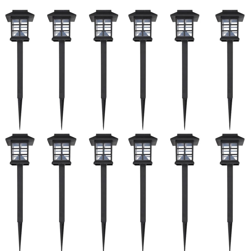 Load image into Gallery viewer, Vidaxl 12-delige led-tuinverlichtingsset solar met pin 8,6x8,6x38 cm
