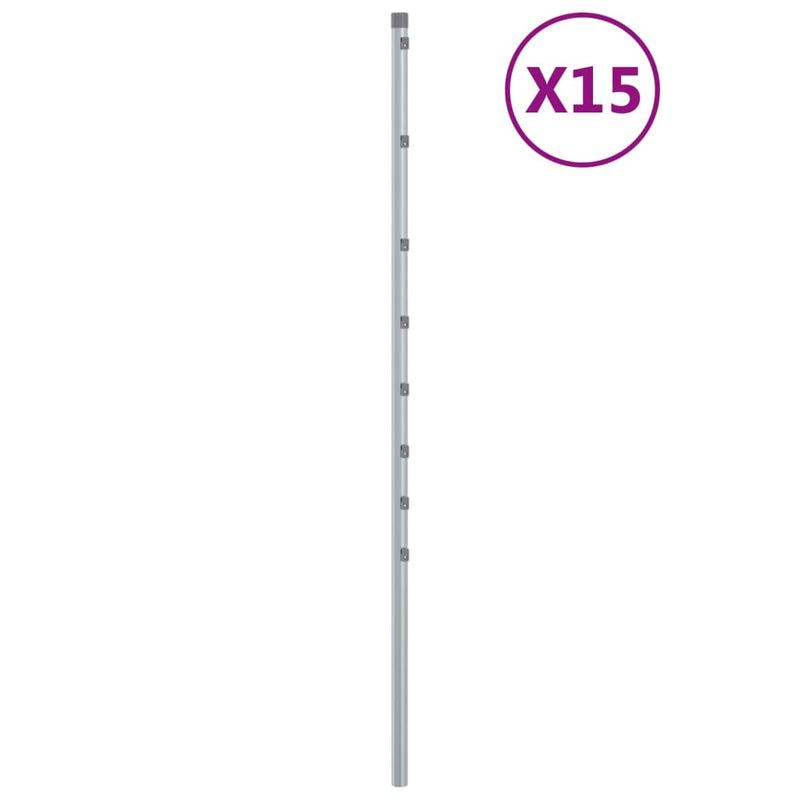 Load image into Gallery viewer, VidaXL Schuttingpalen 15 st 150 cm gegalvaniseerd staal zilverkleurig
