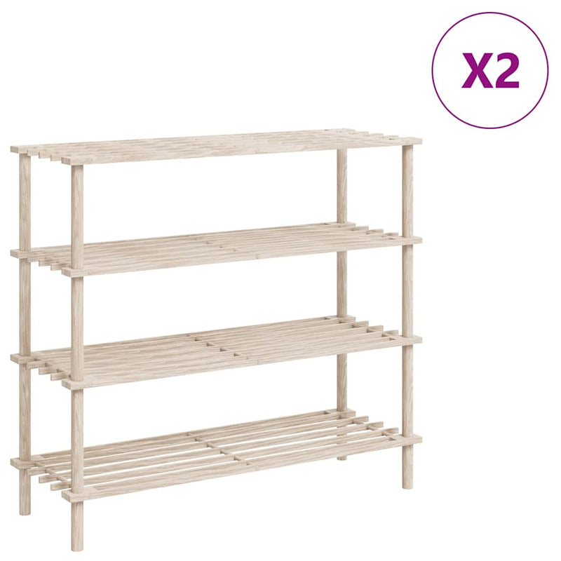 Load image into Gallery viewer, Vidaxl schoenenrekken met 4 schappen 2 st massief vurenhout
