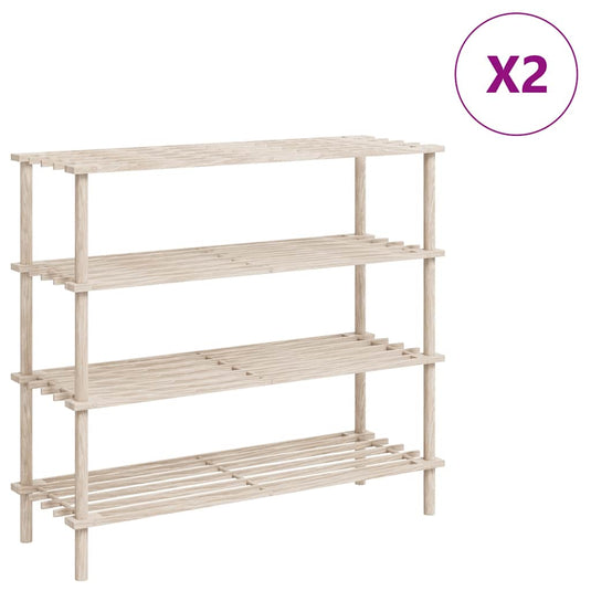 Vidaxl schoenenrekken met 4 schappen 2 st massief vurenhout